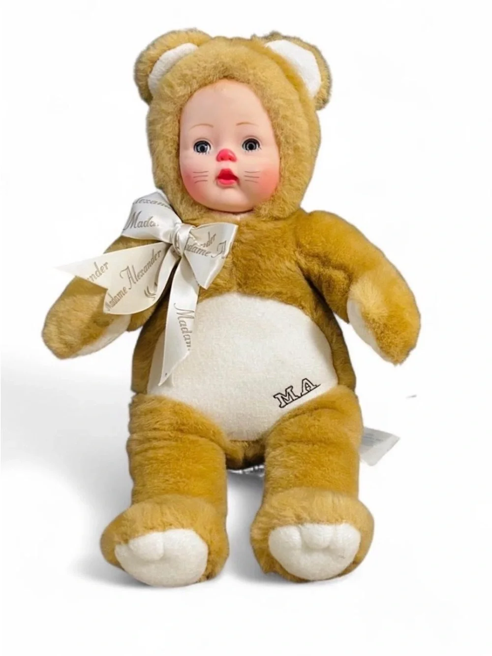 Madame Alexander Hug Me Teddy Plush Stuffed Bear Doll Tan/White Vintage 1990